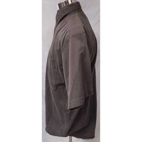 Wrangler Rugged Wear Mens XL Brown Short Sleeve Button Up Work Shirt - Picture 5 of 10